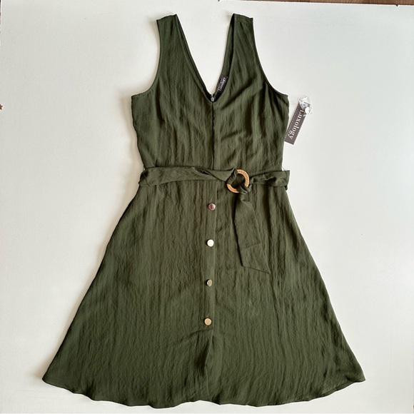 Luxology Army Green Button Dress Sleeveless Size L - Picture 4 of 5